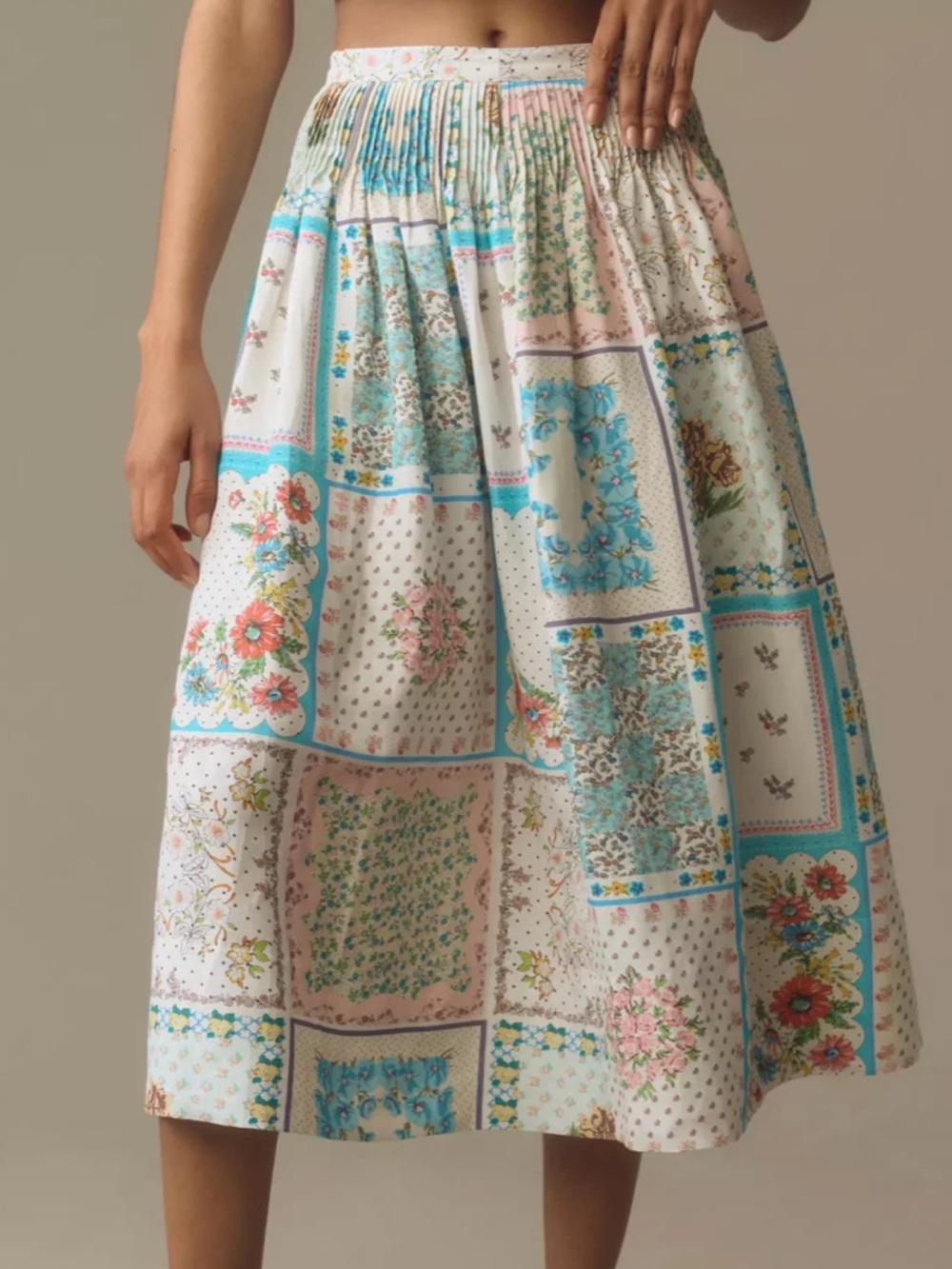 NEW Size 4 Hunter Bell Fallon Midi Skirt Pastel Patchwork Print Anthropologie